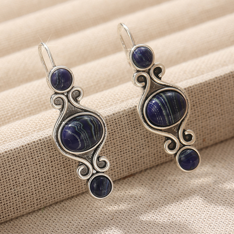 Women's Retro Handmade Silvery Color Drop Hook Earrings